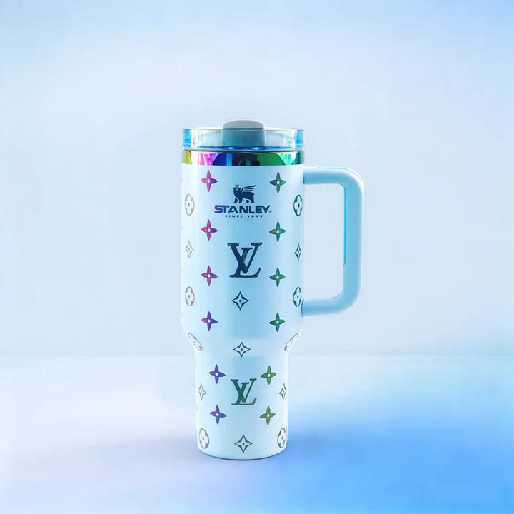White blue patterned tumbler